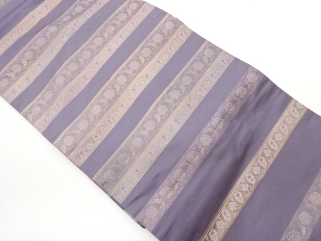 JAPANESE KIMONO / FLOWER ARABESQUE PATTERN WOVEN / HORIZONTAL ROWS / N